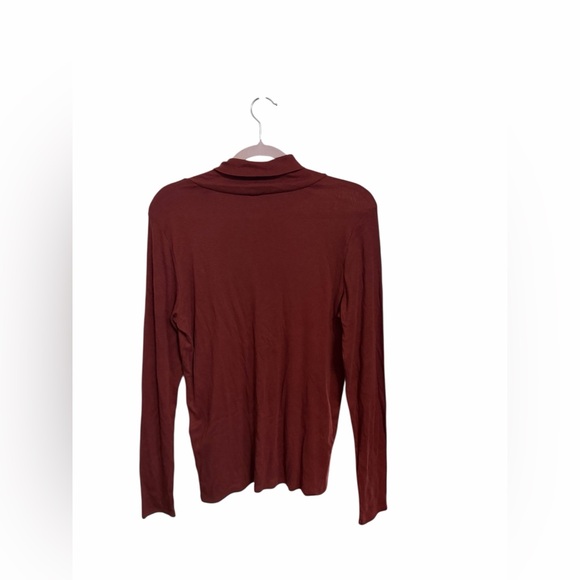 Eileen Fisher Turtleneck Top Redwood L NWT Organic Cotton Lyocell Soft Knit - Picture 5 of 9